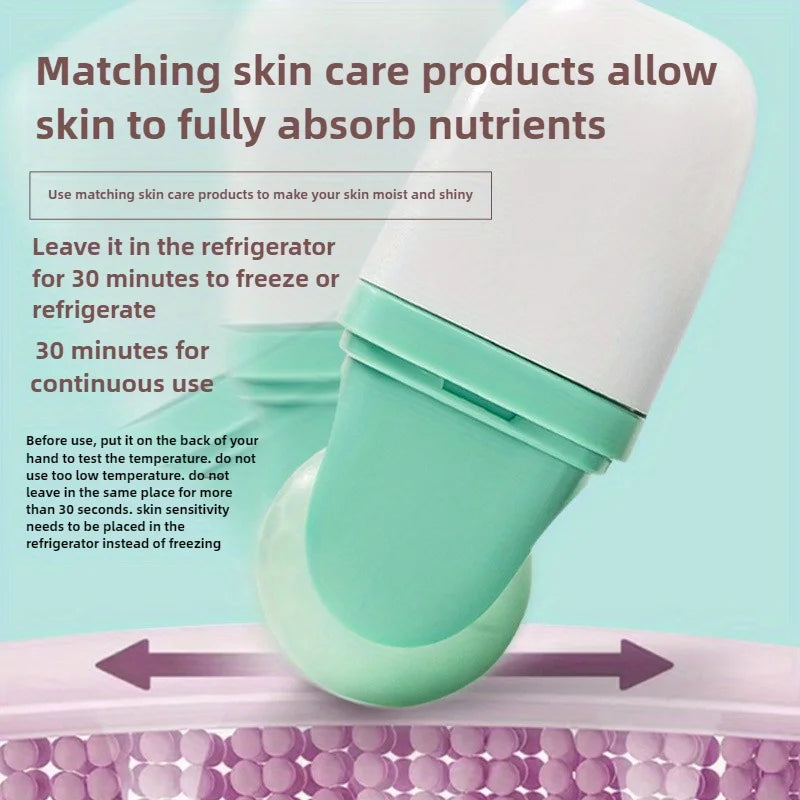 Dual-Head Facial Ice Roller Massager for Skin Care